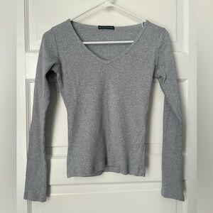 Brandy Melville Heather Gray Ribbed Long Sleeve Top